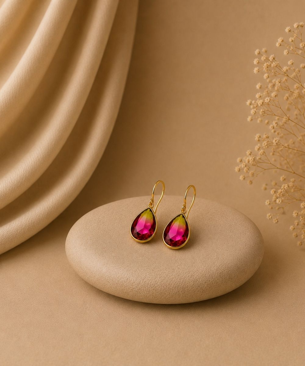 Gold Plated Ombre Cubic Zirconia Drop Earrings
