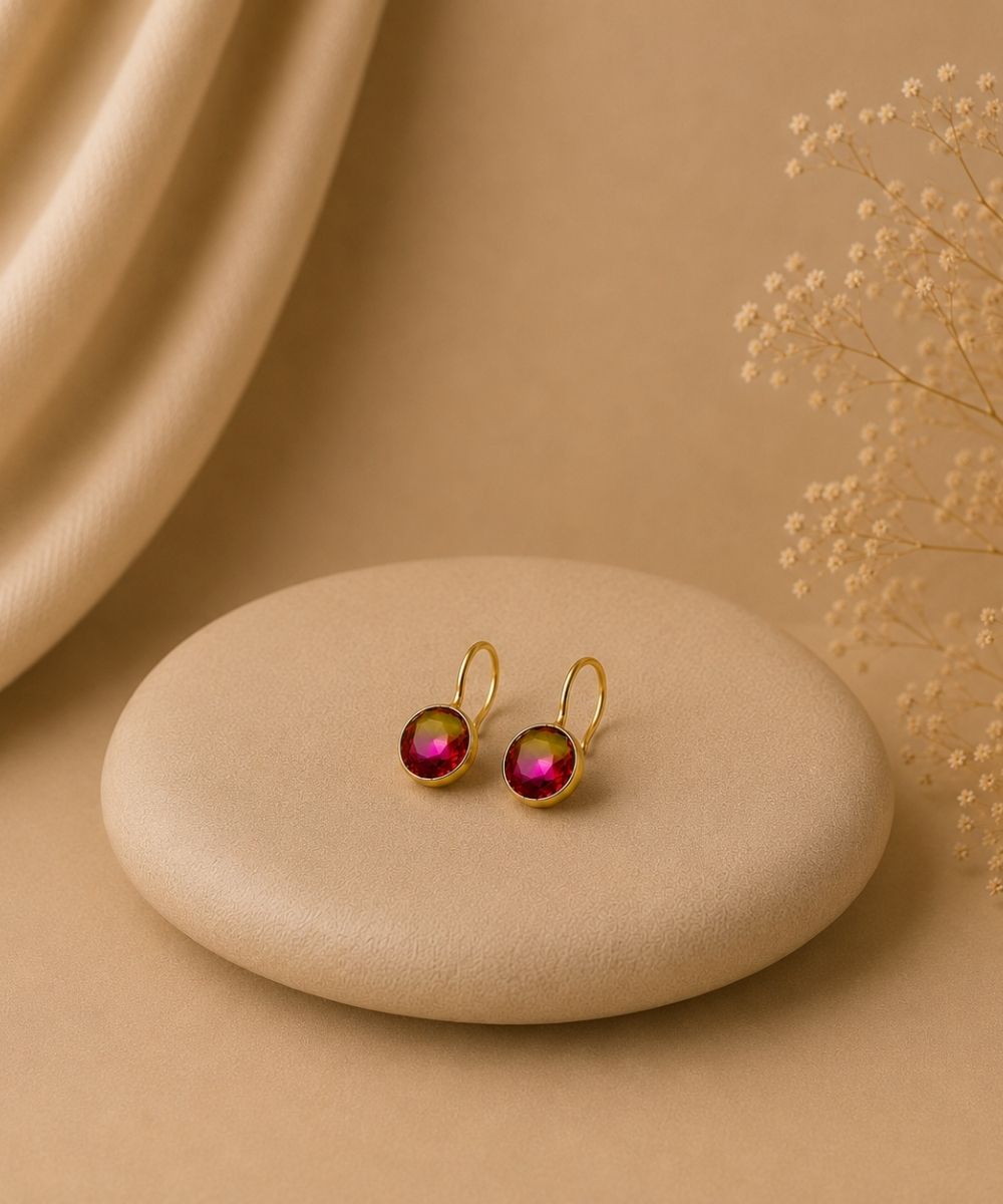 Gold Plated Round Ombre Cubic Zirconia Drop Earrings