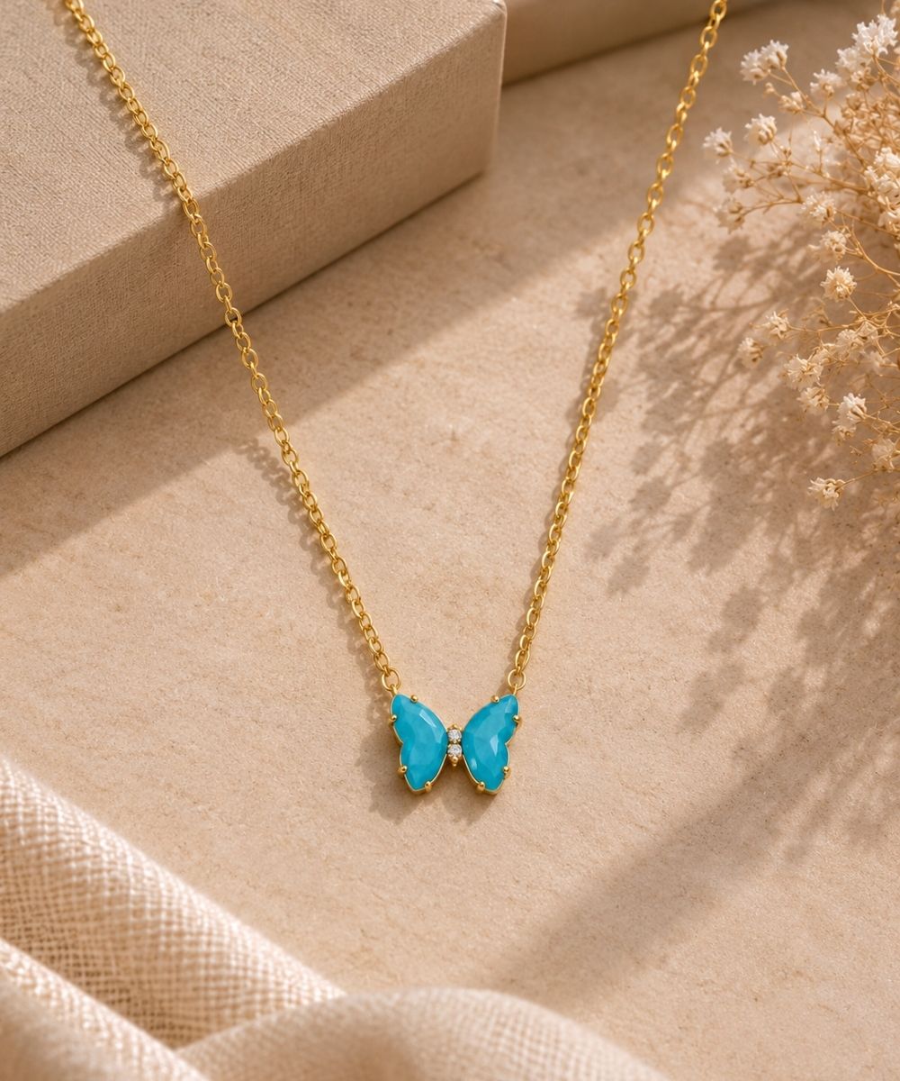 Gold‑Plated Butterfly Charm Pendant Chain