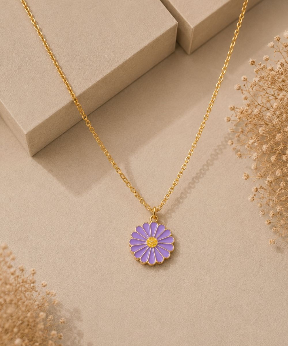 Gold Plated Flower Style Pendant Chain