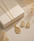 Gold Plated Cubic Zirconia Double Circle Pendant Set