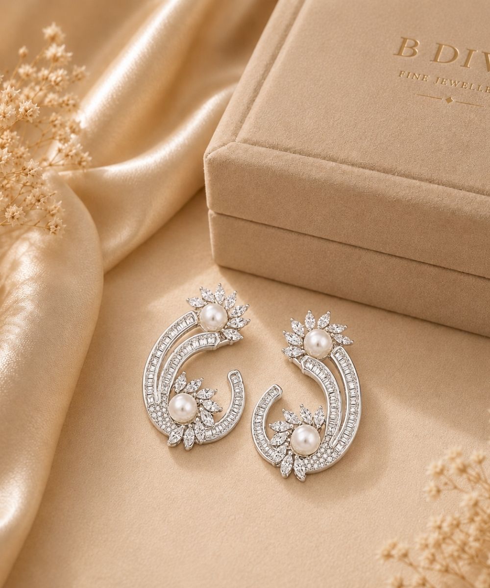 Rhodium Plated Cubic Zirconia Drop Earring