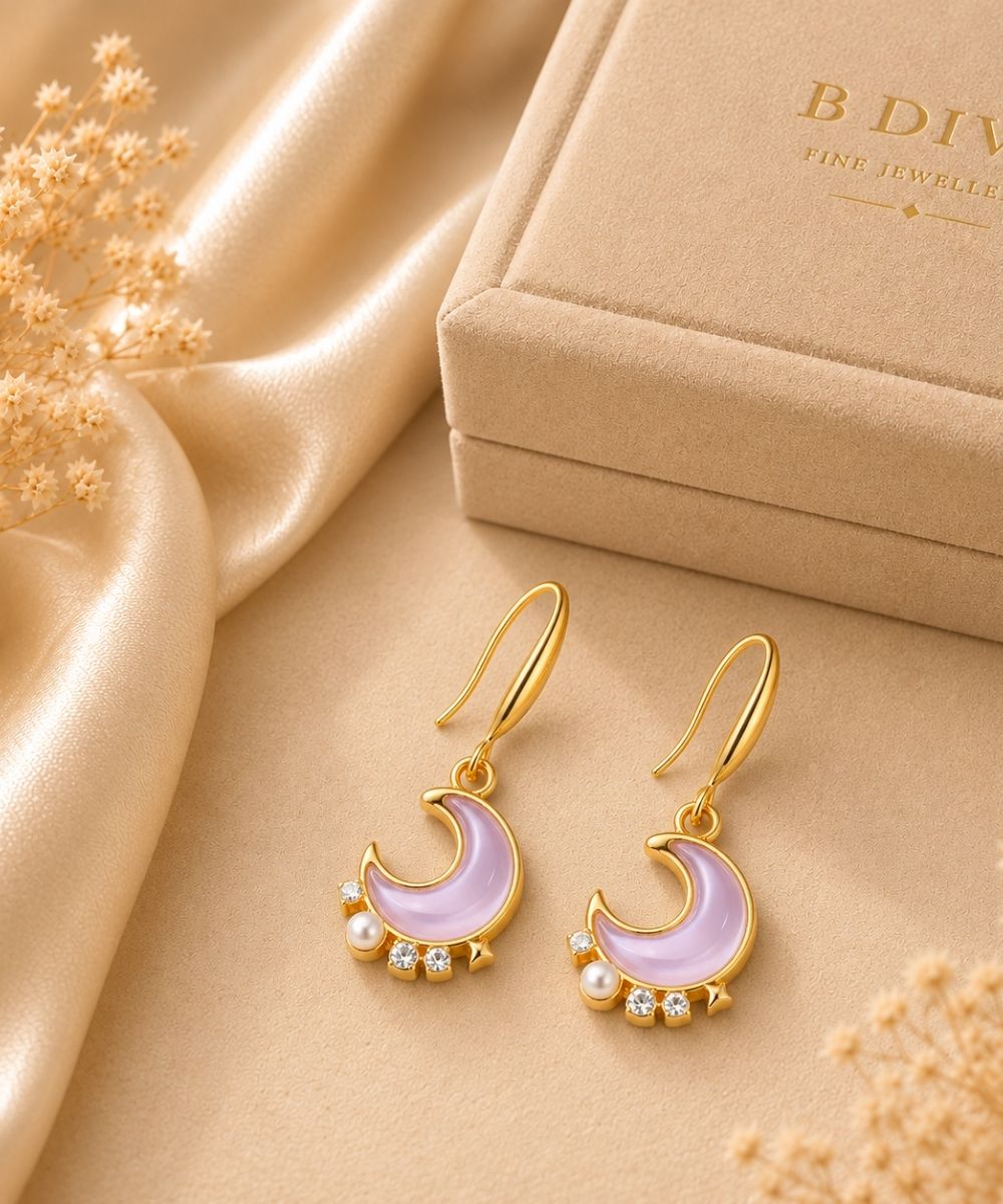 Gold Plated Luna Glow Stone Drop Earrings