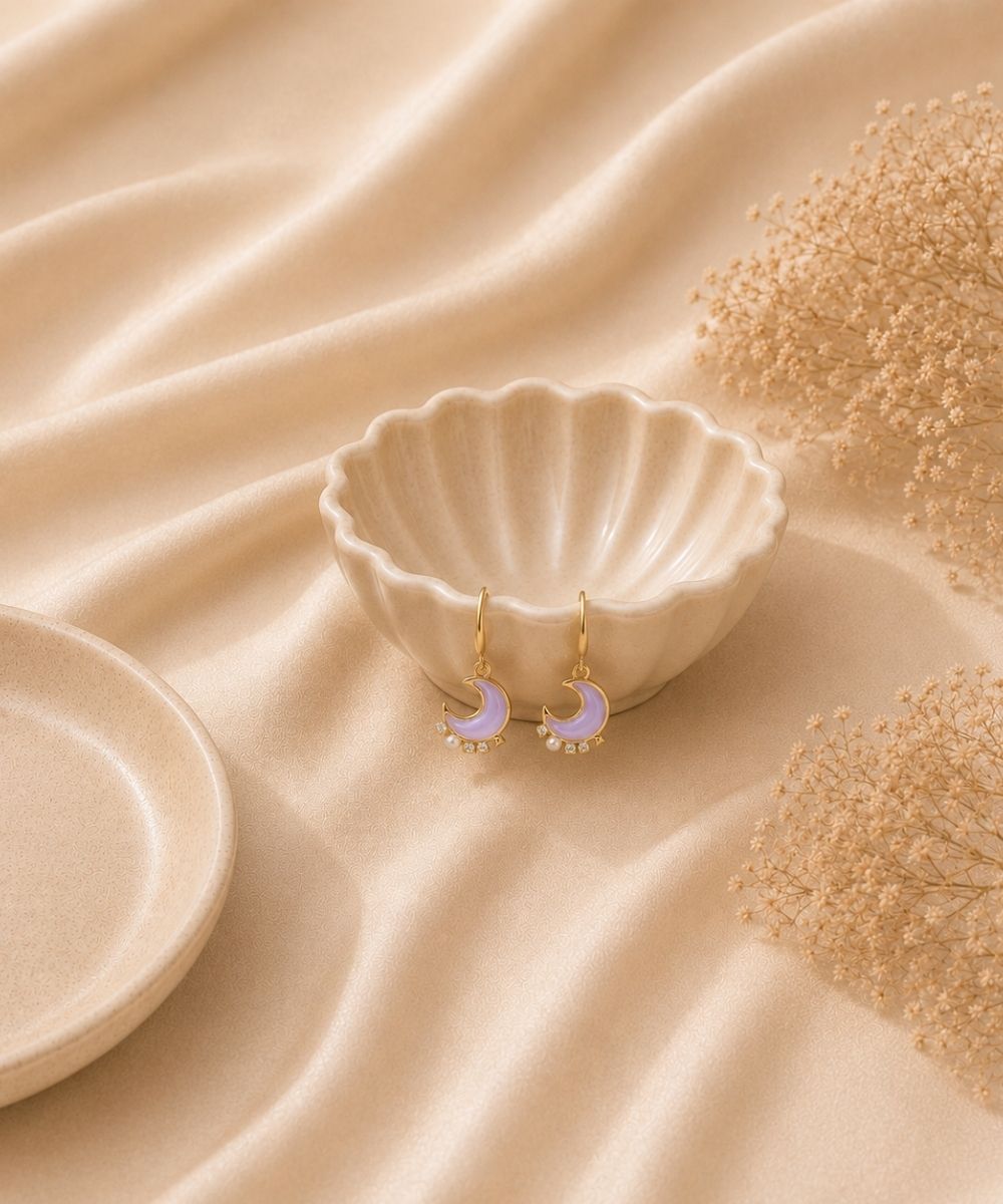 Gold Plated Luna Glow Stone Drop Earrings