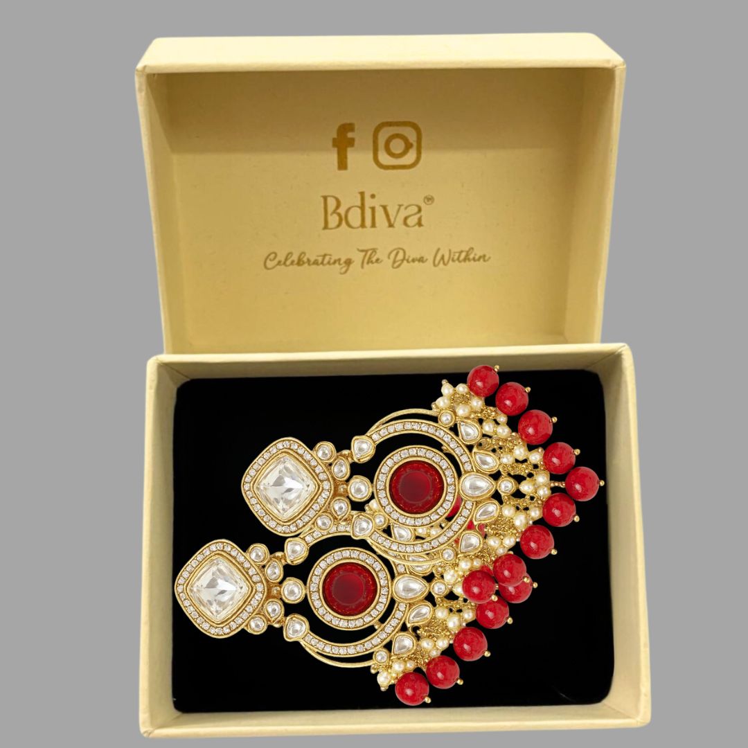 Gold Plated Red Chandbali