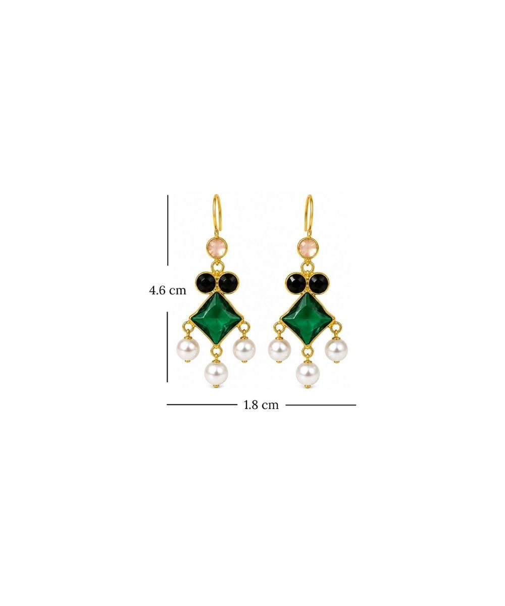 Gold Plated Cubic Zirconia Pearl Drop Earrings