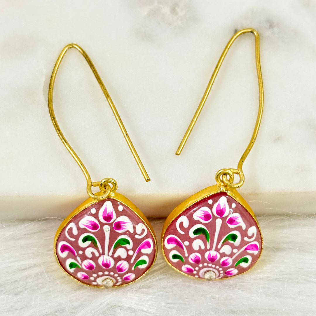 BDiva A Pop of Color Hand-Painted Enamel Drop 18K Gold Plated Earrings