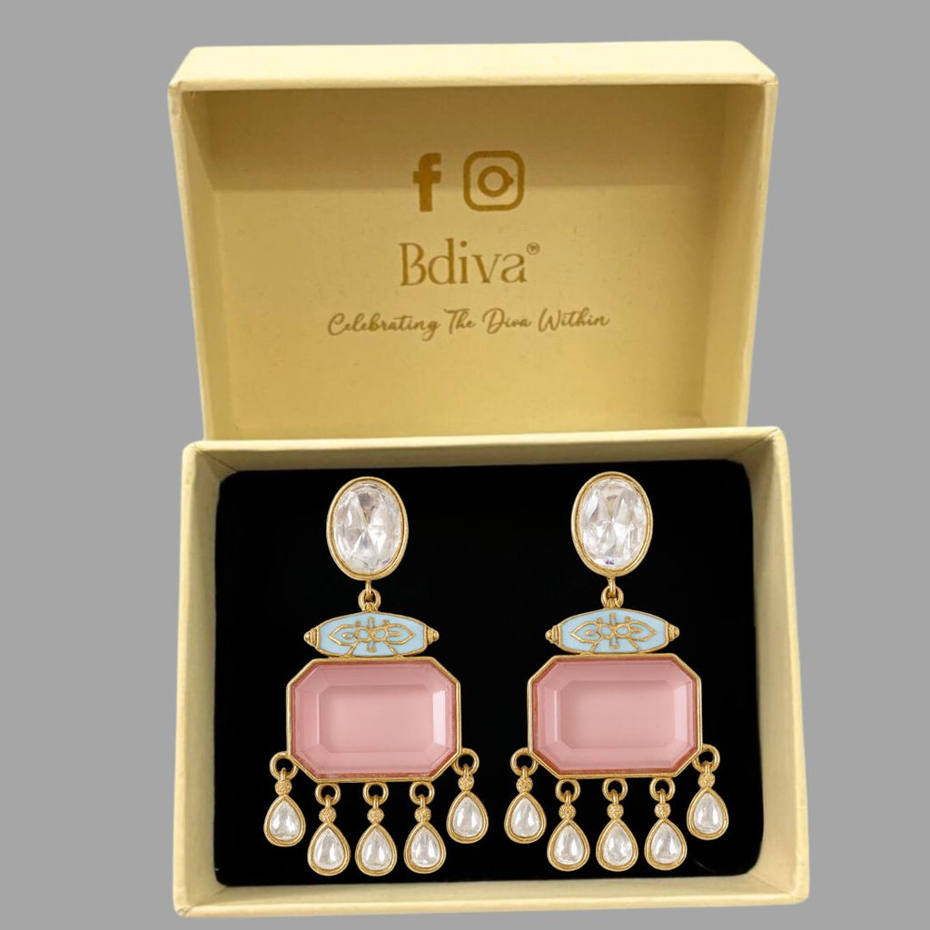 Gold Plated Meenakari Drop Earrings