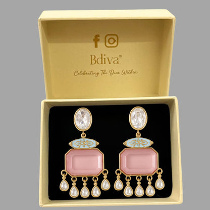 Gold Plated Meenakari Drop Earrings
