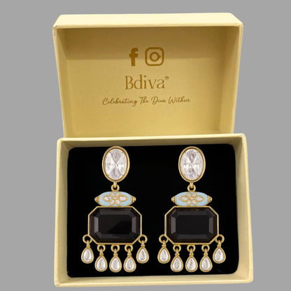 Gold Plated Meenakari Drop Earrings