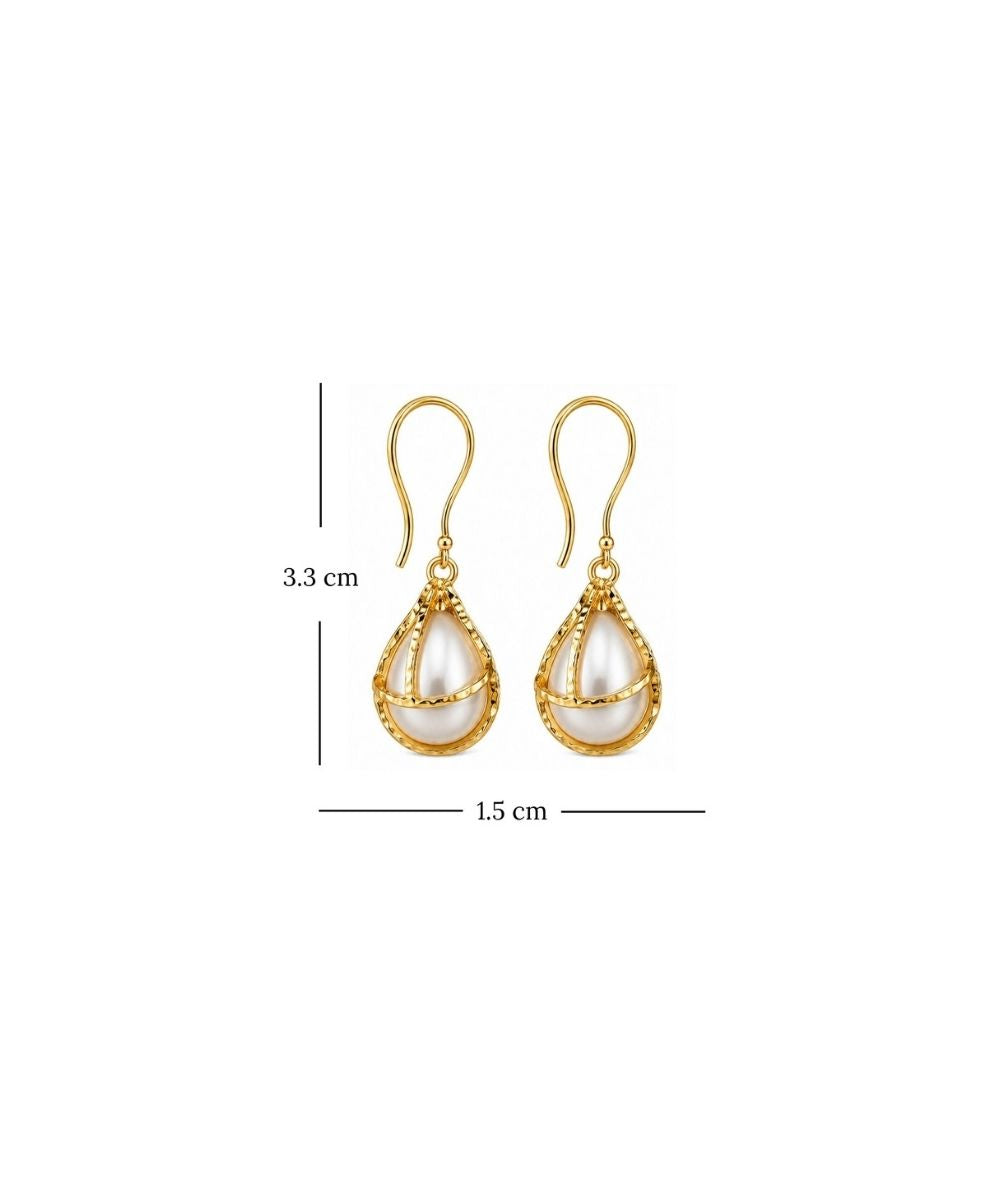 Gold Plated Pearl Drop Earrings