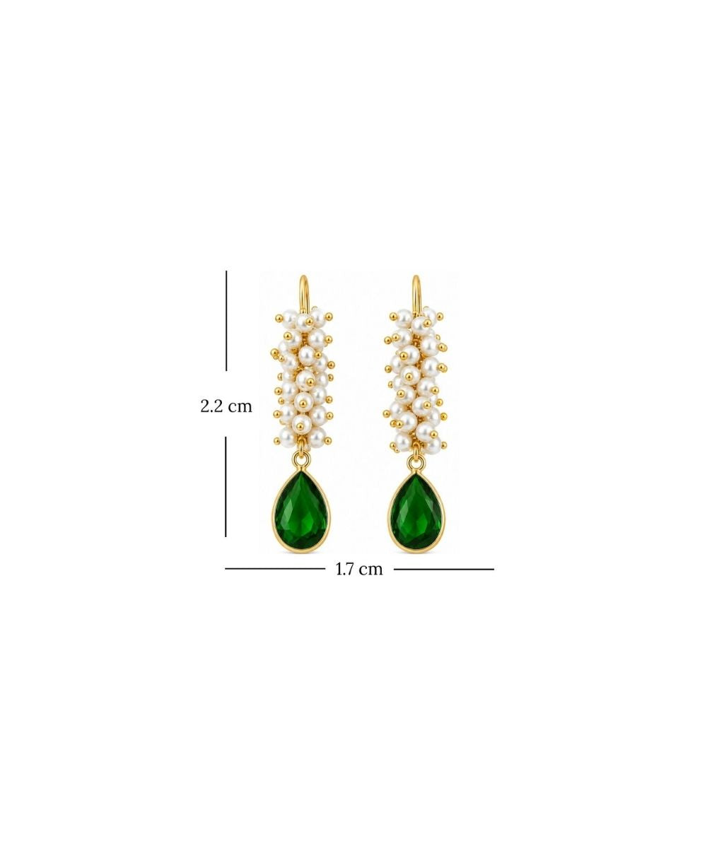 Gold Plated Green Cubic Zirconia Drop Earrings