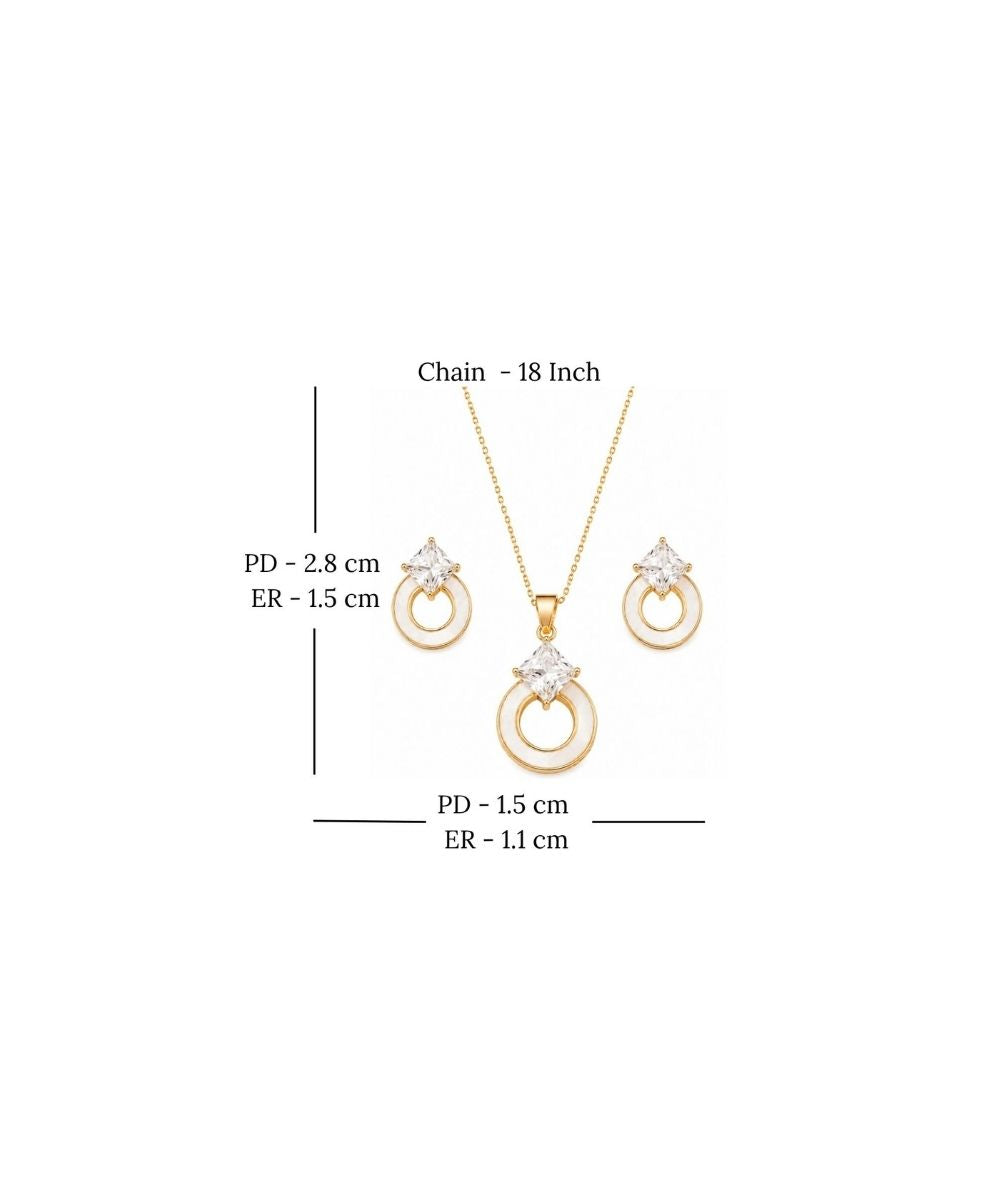 Rose Gold Plated Cubic Zirconia Pendant Set