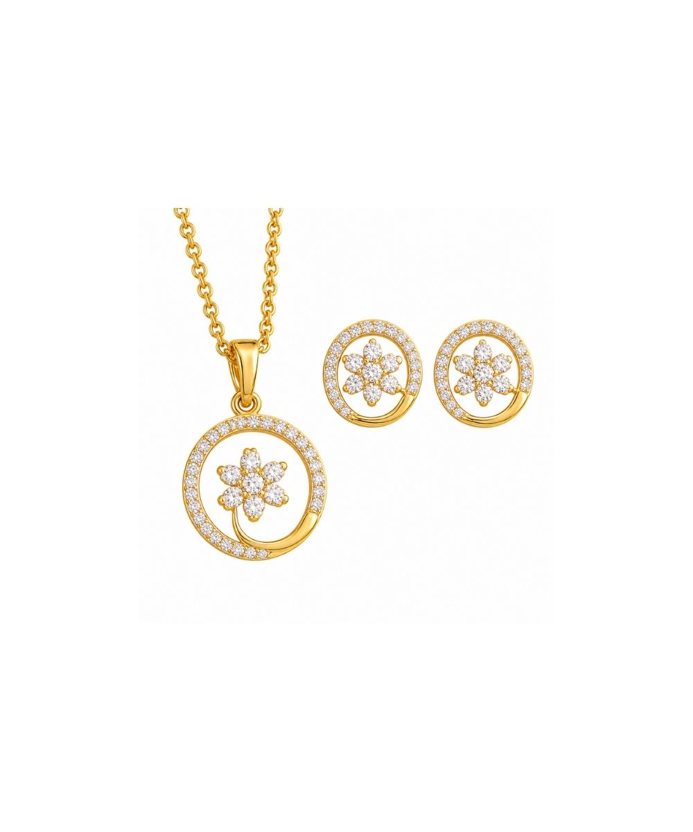 Gold Plated Cubic Zirconia Pendant Set