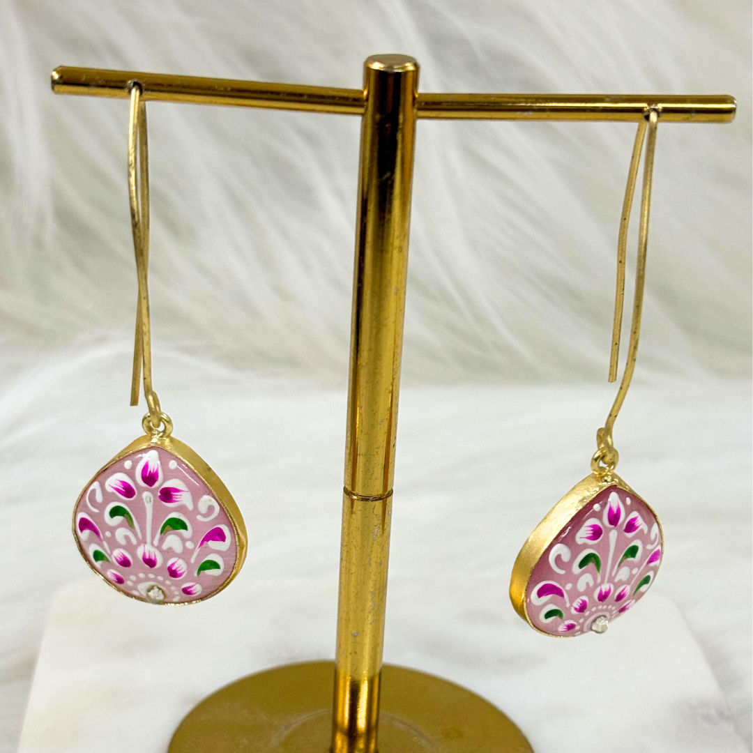 BDiva A Pop of Color Hand-Painted Enamel Drop 18K Gold Plated Earrings