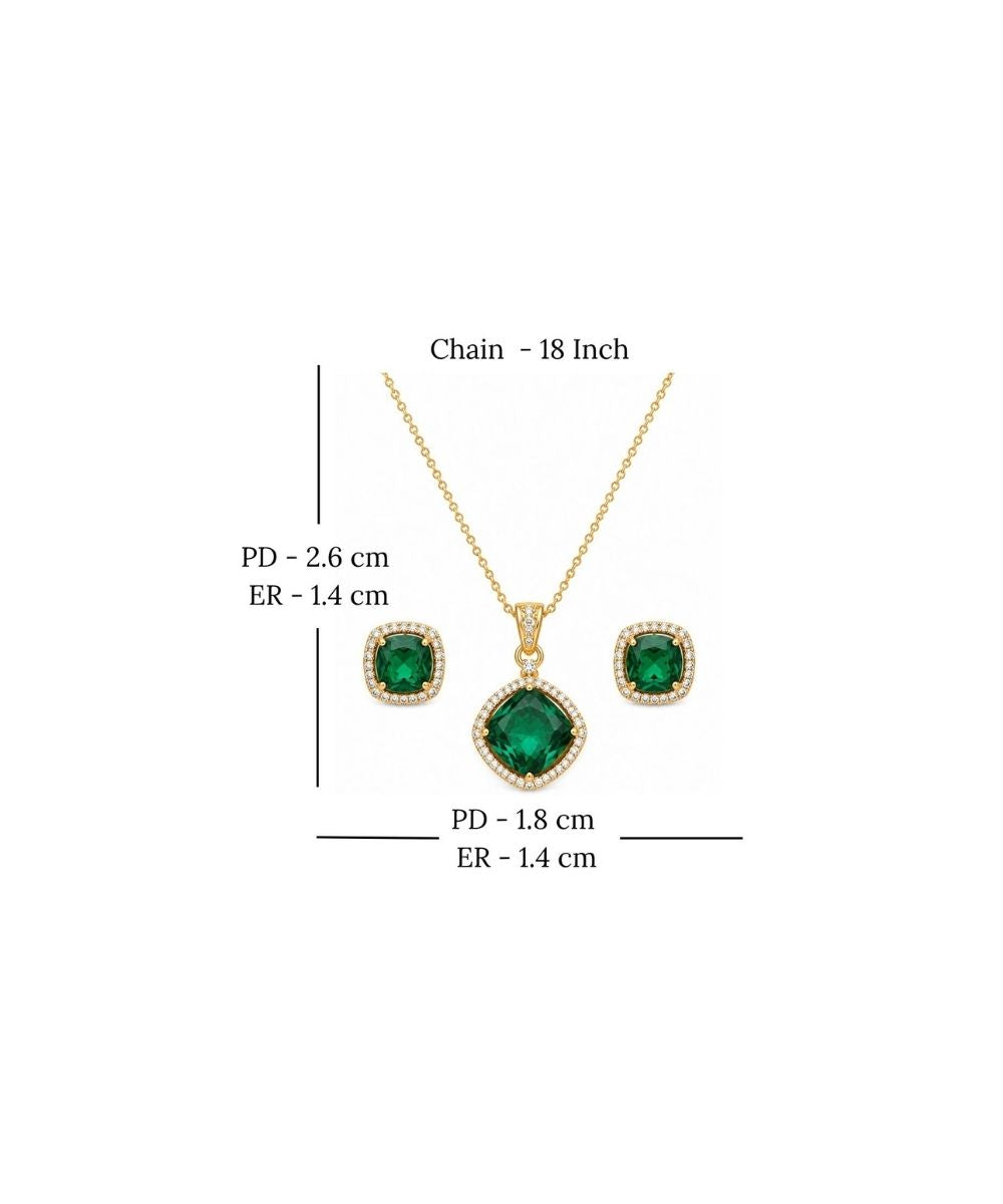 Gold Plated Cubic Zirconia Halo Style Pendant Set