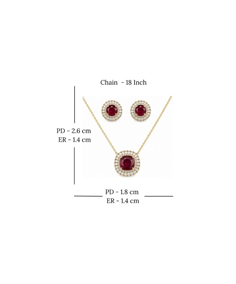 Gold Plated Cubic Zirconia Halo Style Pendant Set