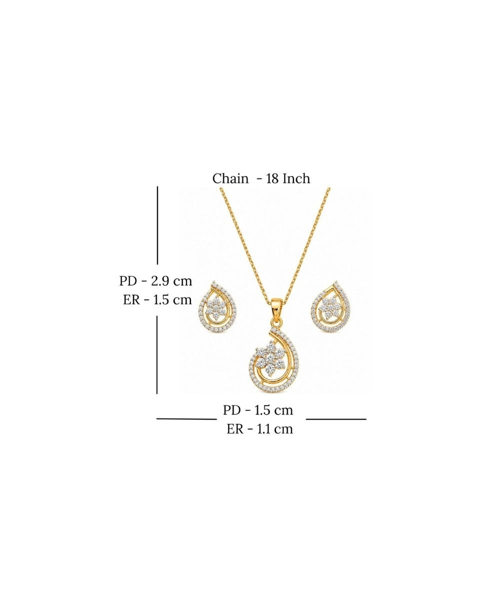 Gold Plated Cubic Zirconia Floral Pendant Set