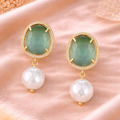 Gold Plated Emerald Earrings