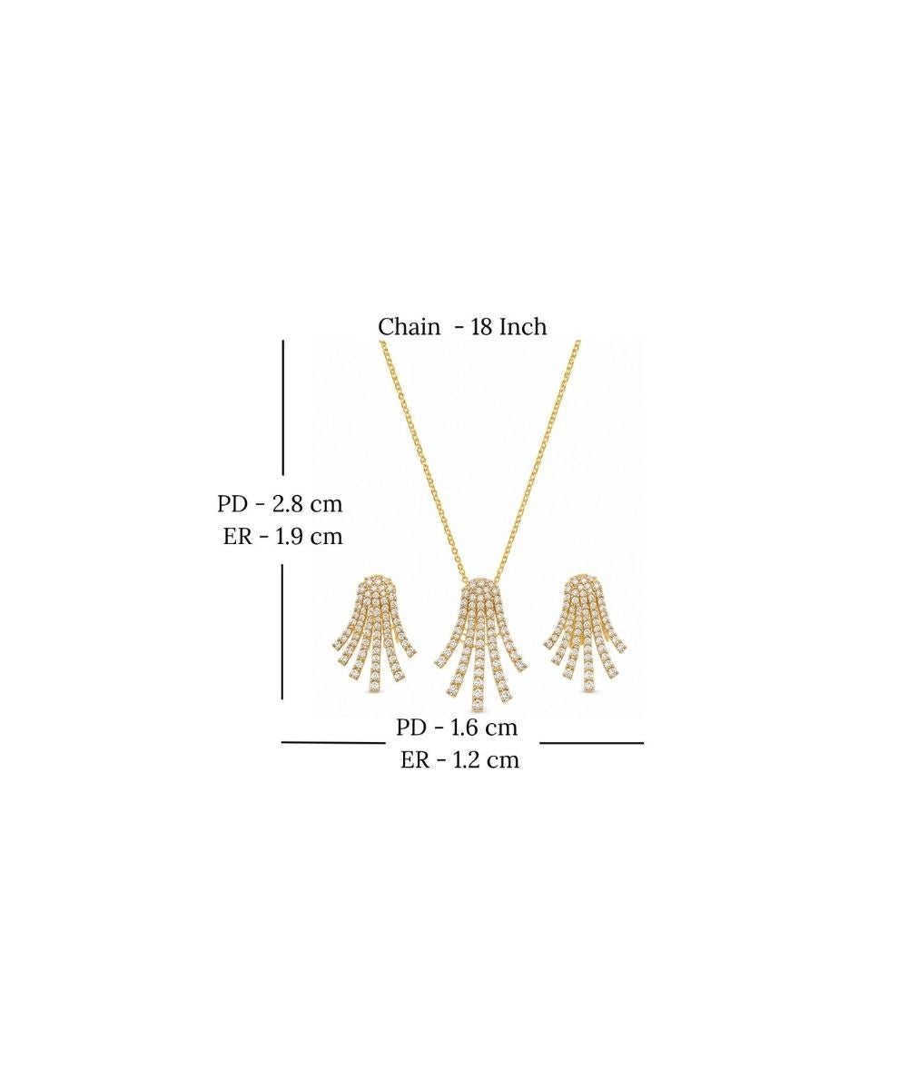 Gold Plated Cubic Zirconia Statement Pendant Set
