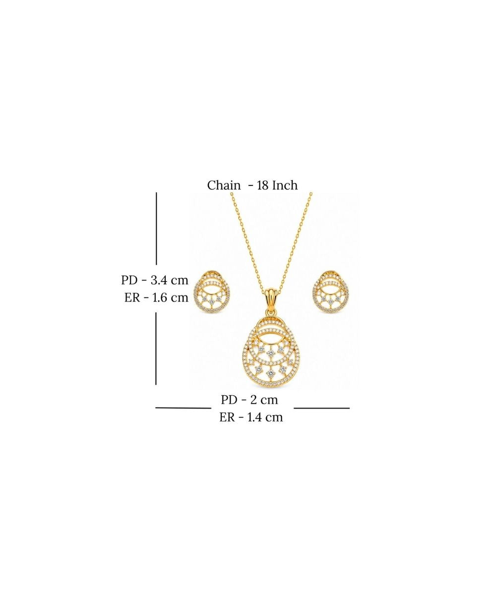 Gold Plated Cubic Zirconia Double Circle Pendant Set