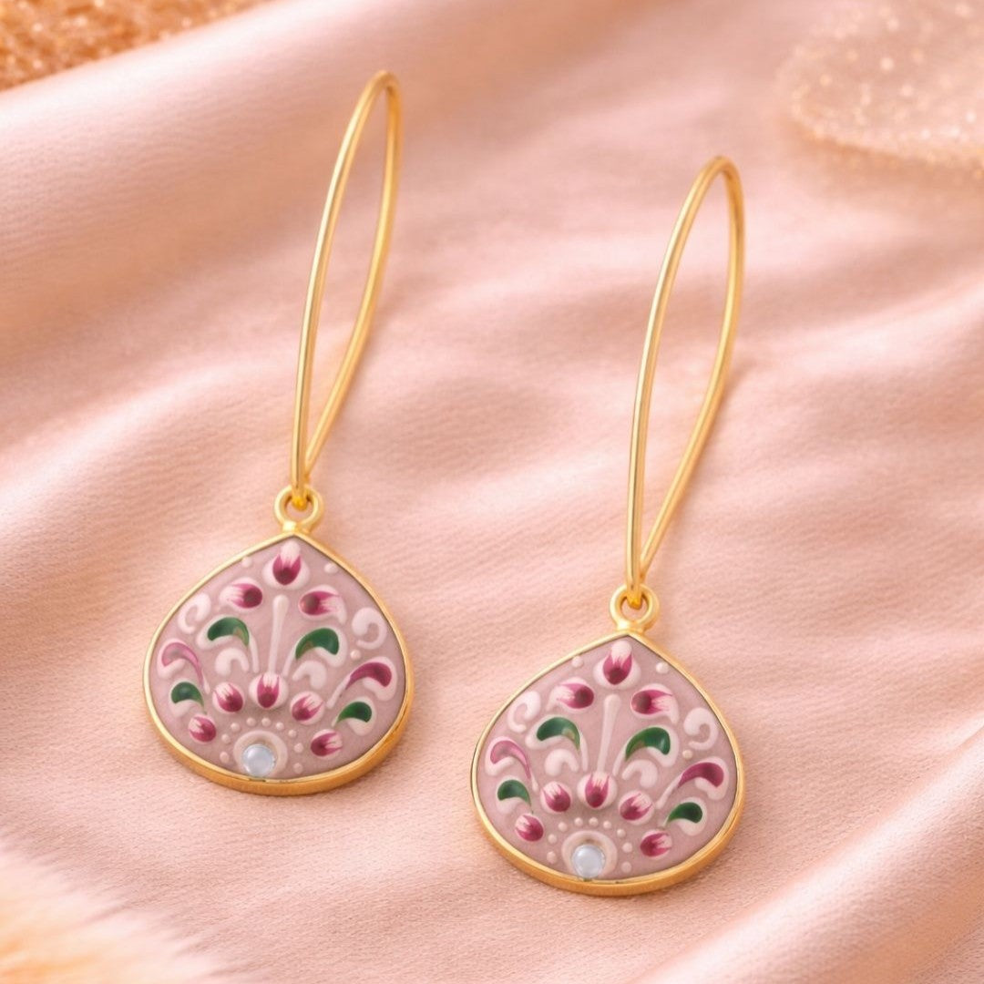 Gold Plated Hand-Painted Earrings