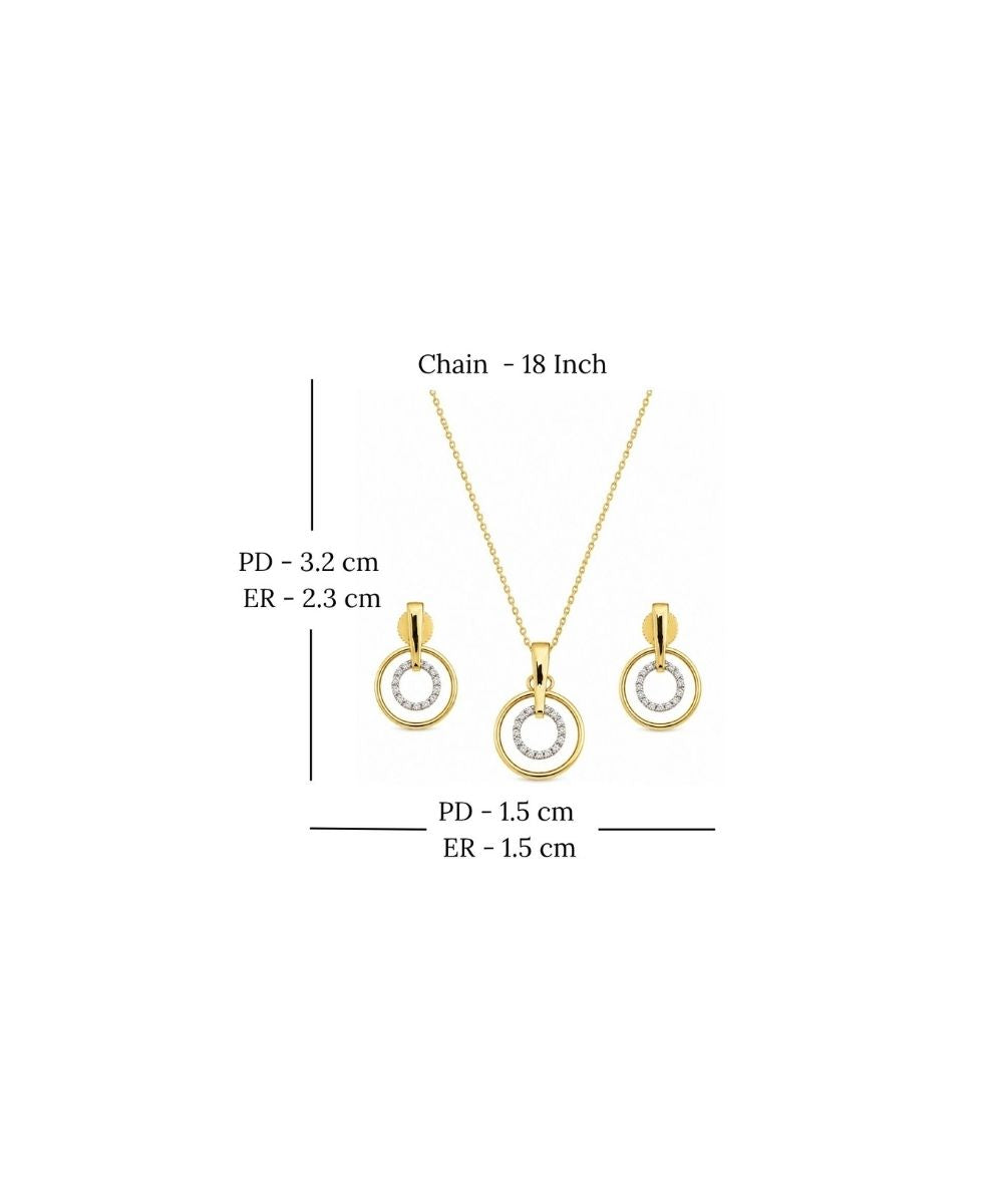 Gold Plated Cubic Zirconia Double Circle Pendant Set