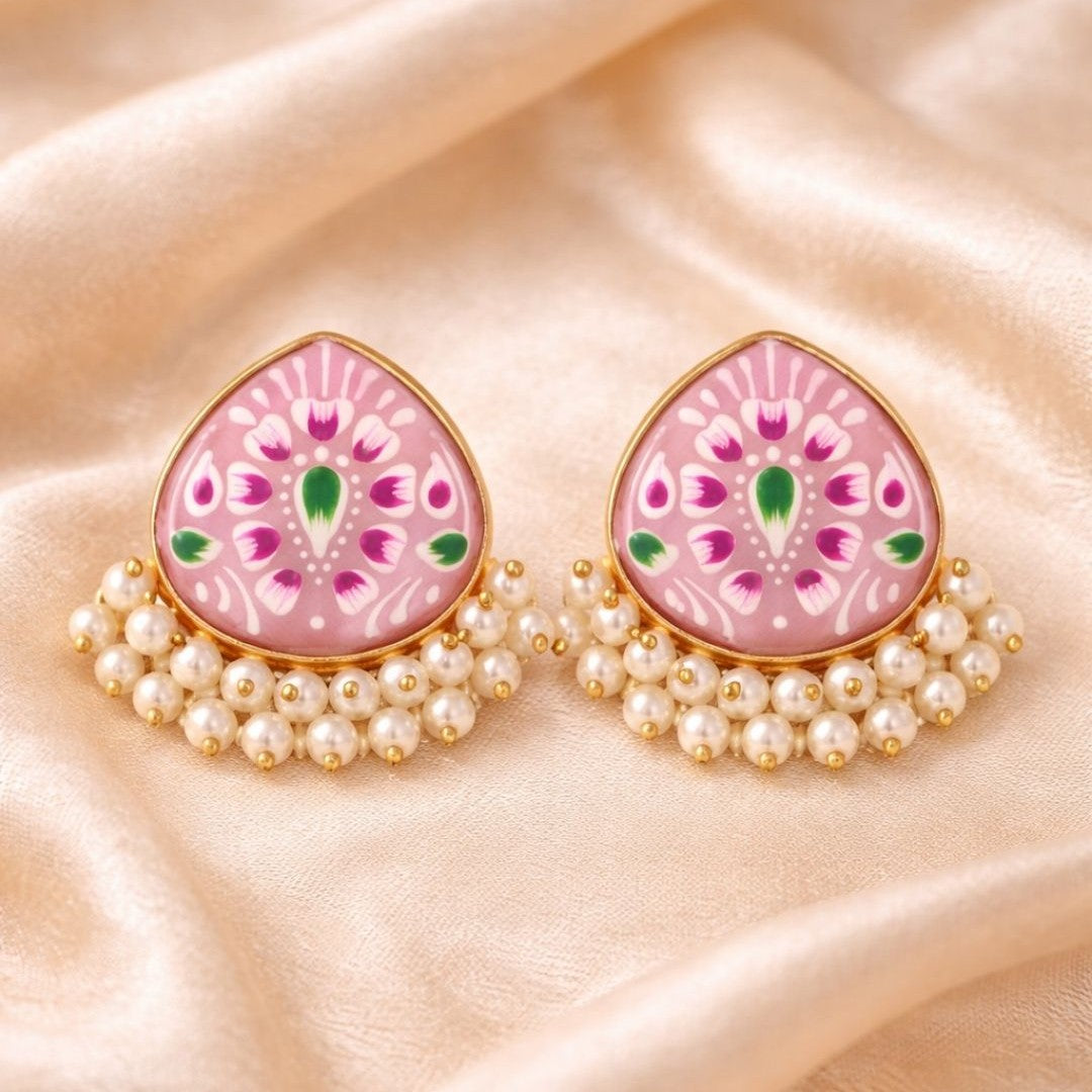Gold Plated Hand-Painted Earrings