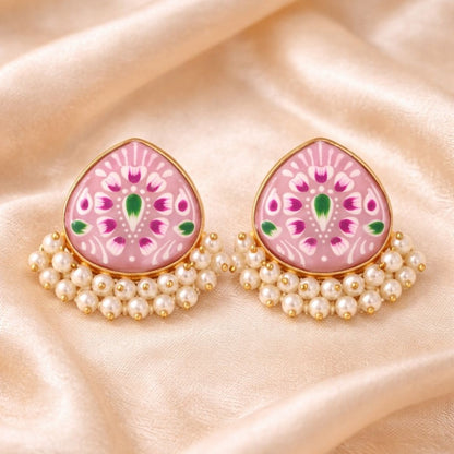 Gold Plated Hand-Painted Earrings