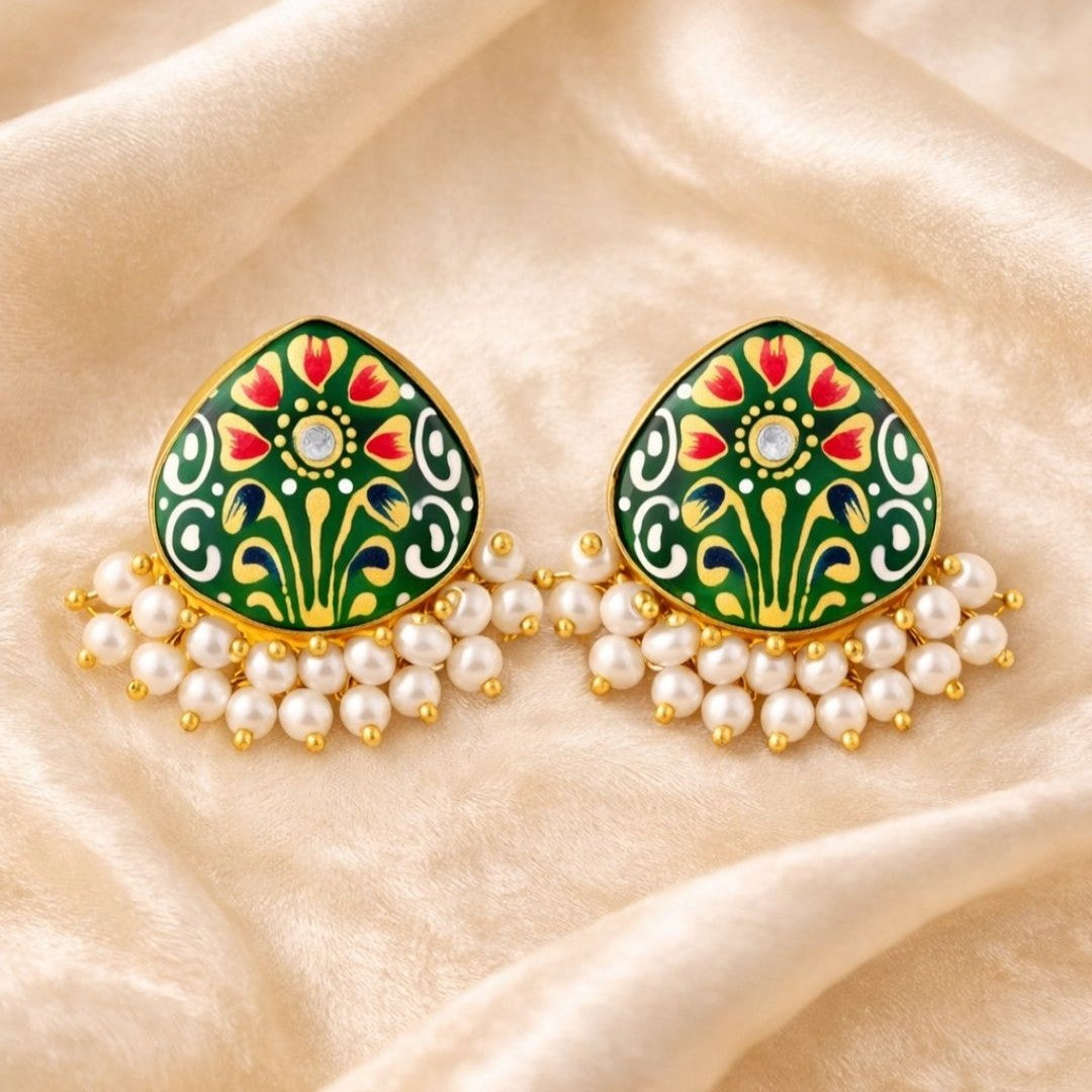 Gold Plated Hand-Painted Earrings