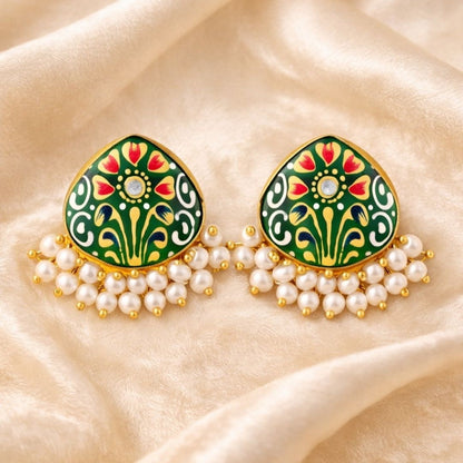 Gold Plated Hand-Painted Earrings