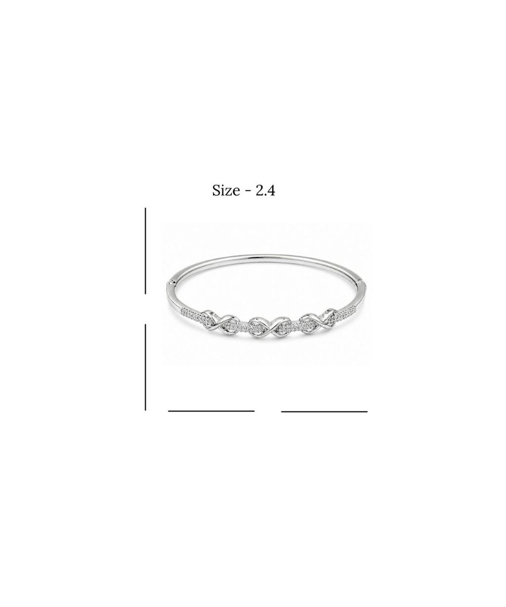 Rhodium Plated Cubic Zirconia Infinity Style Bracelet