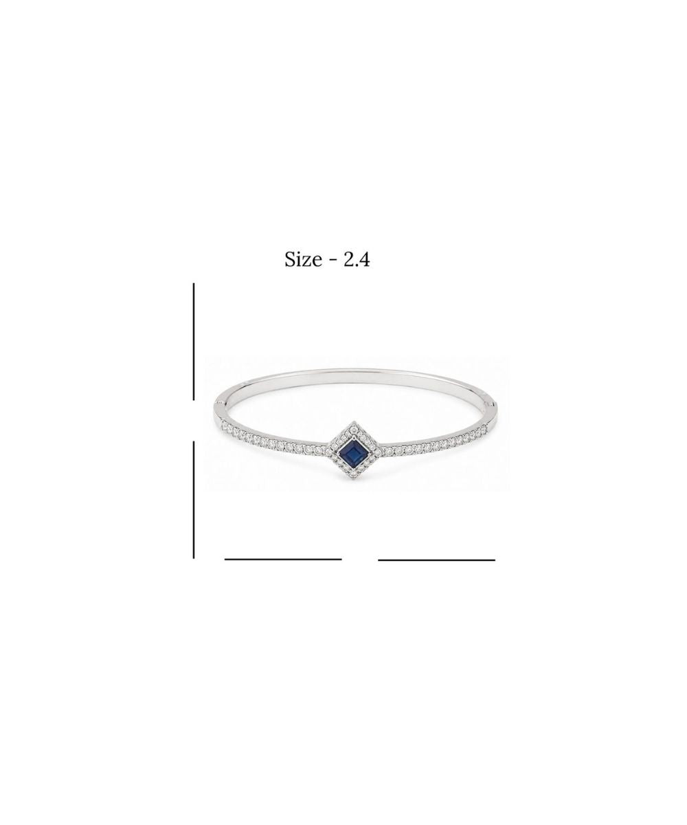 Rhodium Plated Blue Cubic Zirconia Halo Style Bracelet