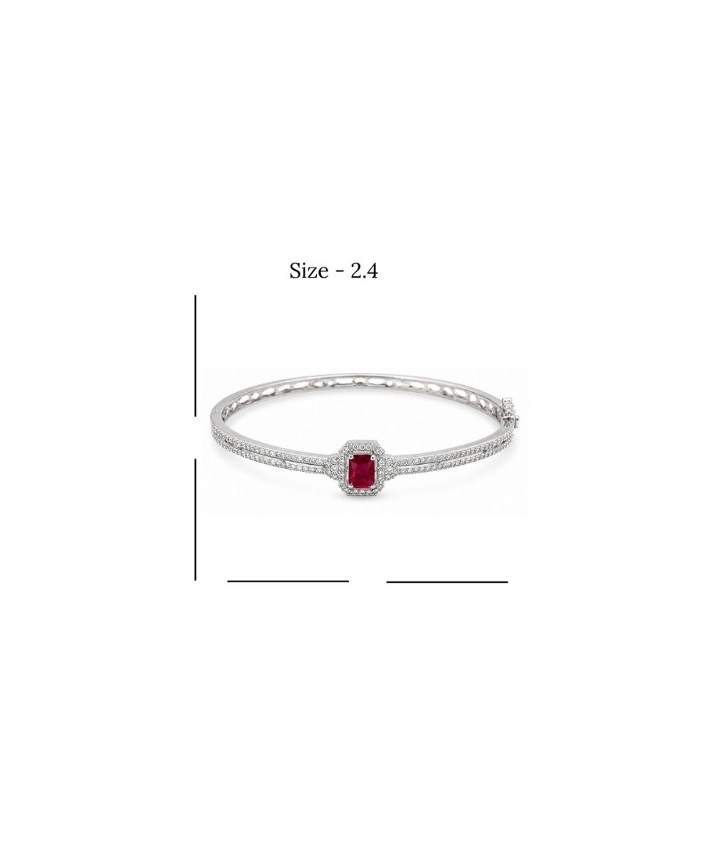 Rhodium Plated Cubic Zirconia Halo Style Bracelet