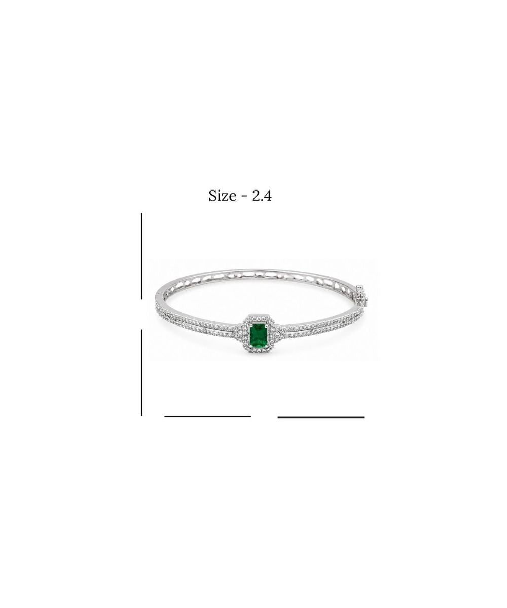 Rhodium Plated Cubic Zirconia Halo Style Bracelet