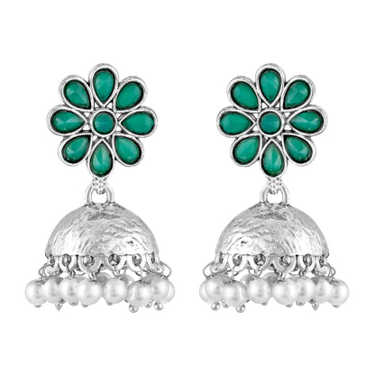 Oxidized Green Stone Earrings