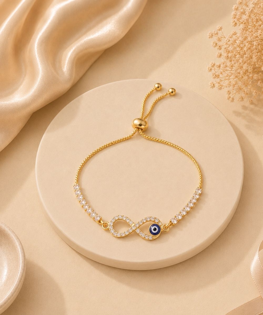Evil Eye Infinity Bracelet with Cubic Zirconia