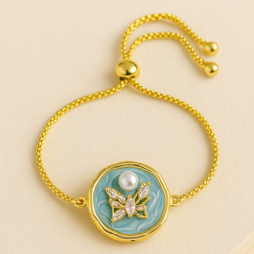 Butterfly Pearl Gold-Plated Bracelet