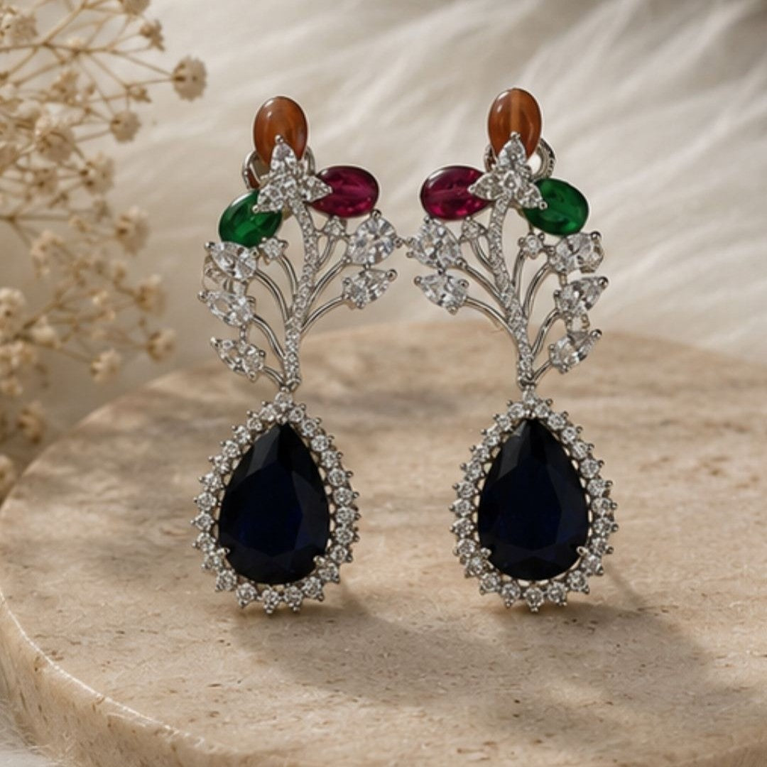 Rhodium Plated Cubic Zirconia Earrings