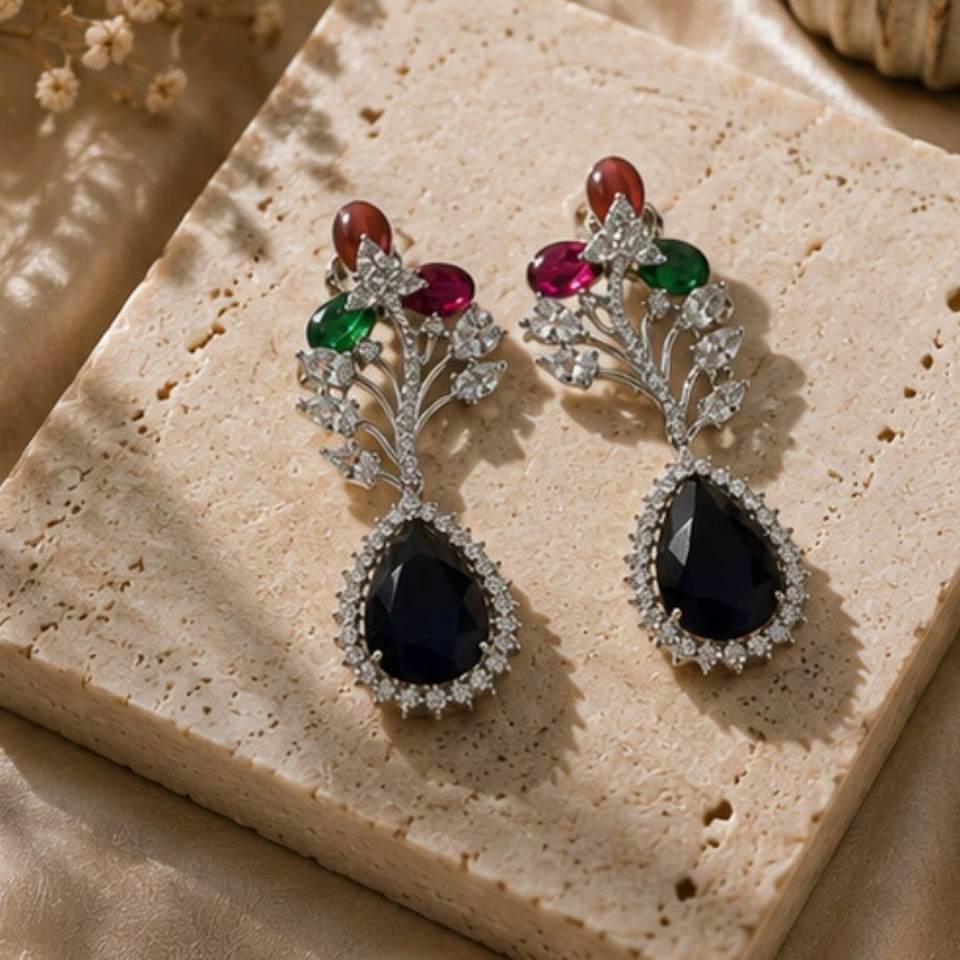 Rhodium Plated Cubic Zirconia Earrings
