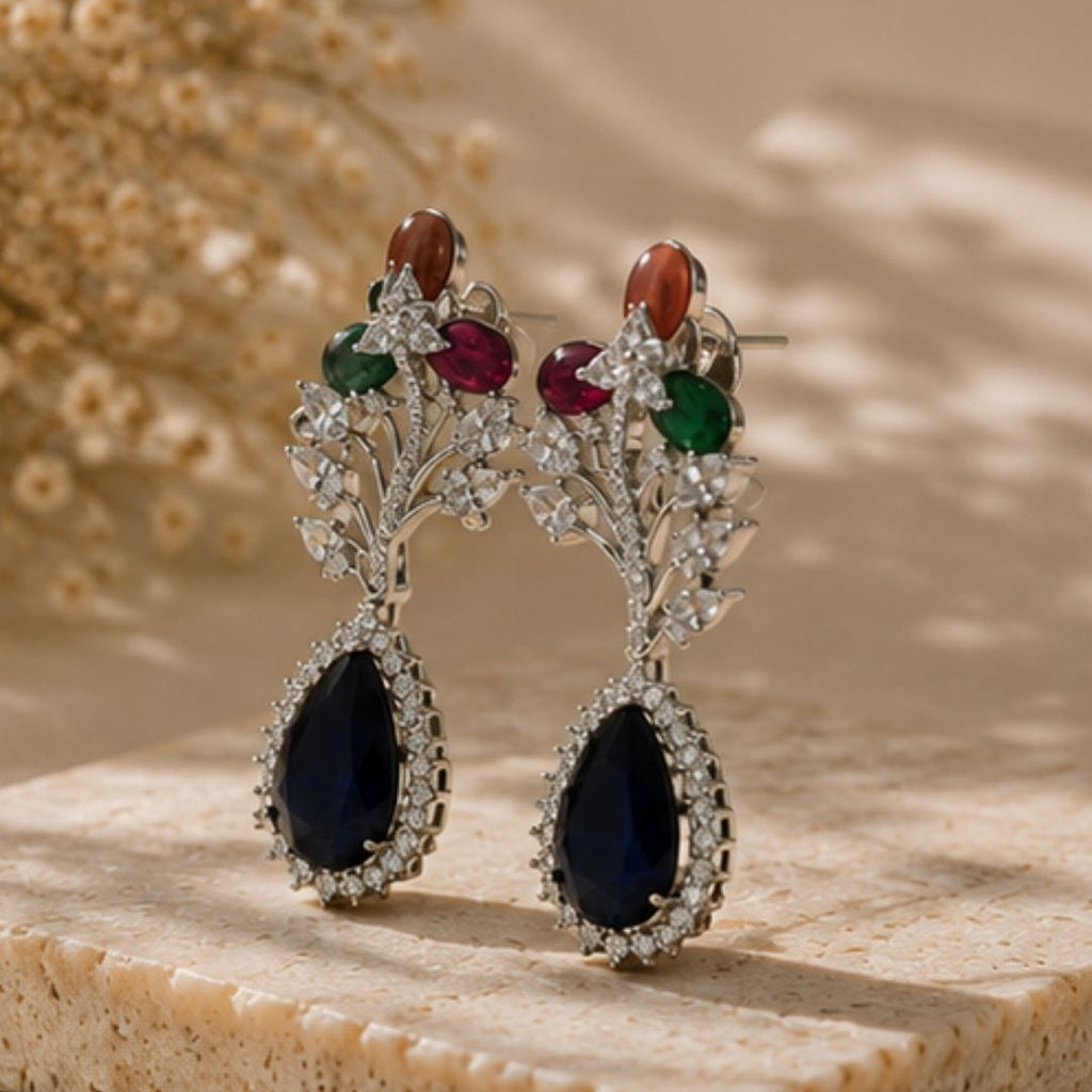 Rhodium Plated Cubic Zirconia Earrings
