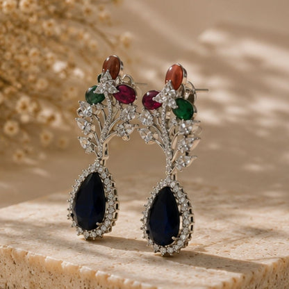 Rhodium Plated Cubic Zirconia Earrings