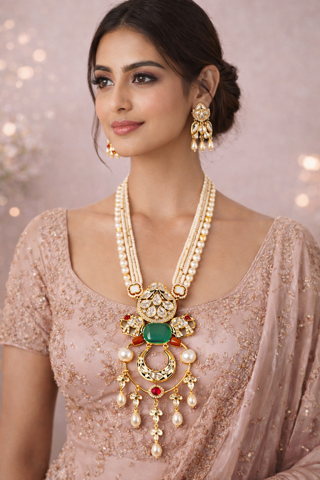 Gold Plated Kundan & Semi Cultured Pearl Choker Set