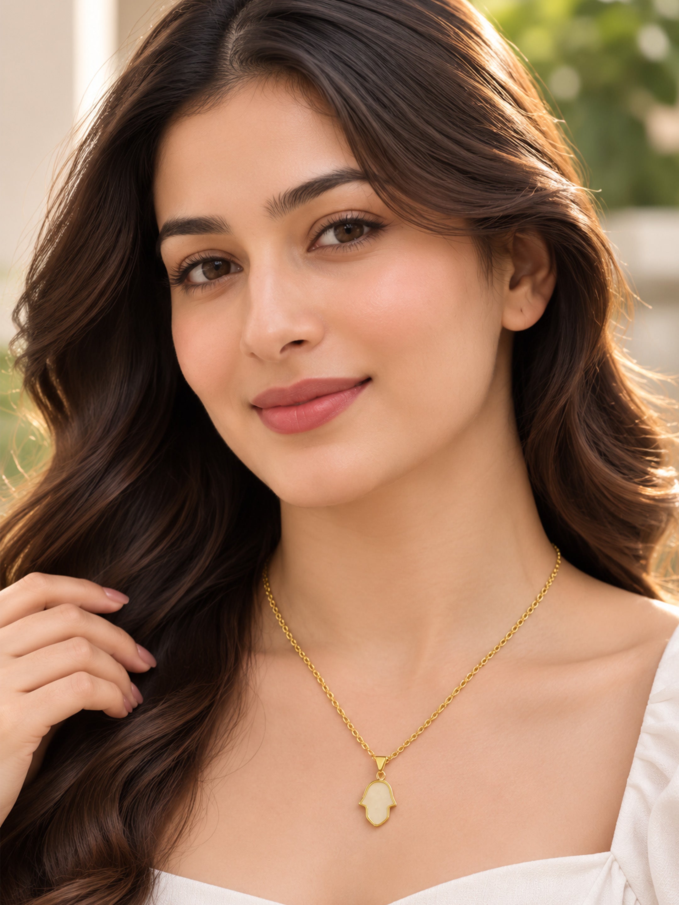 Gold‑Plated Hamsa Charm Pendant Chain