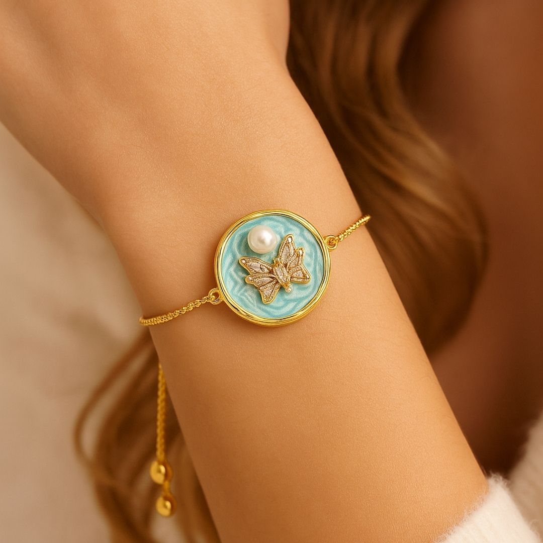 Butterfly Pearl Gold-Plated Bracelet