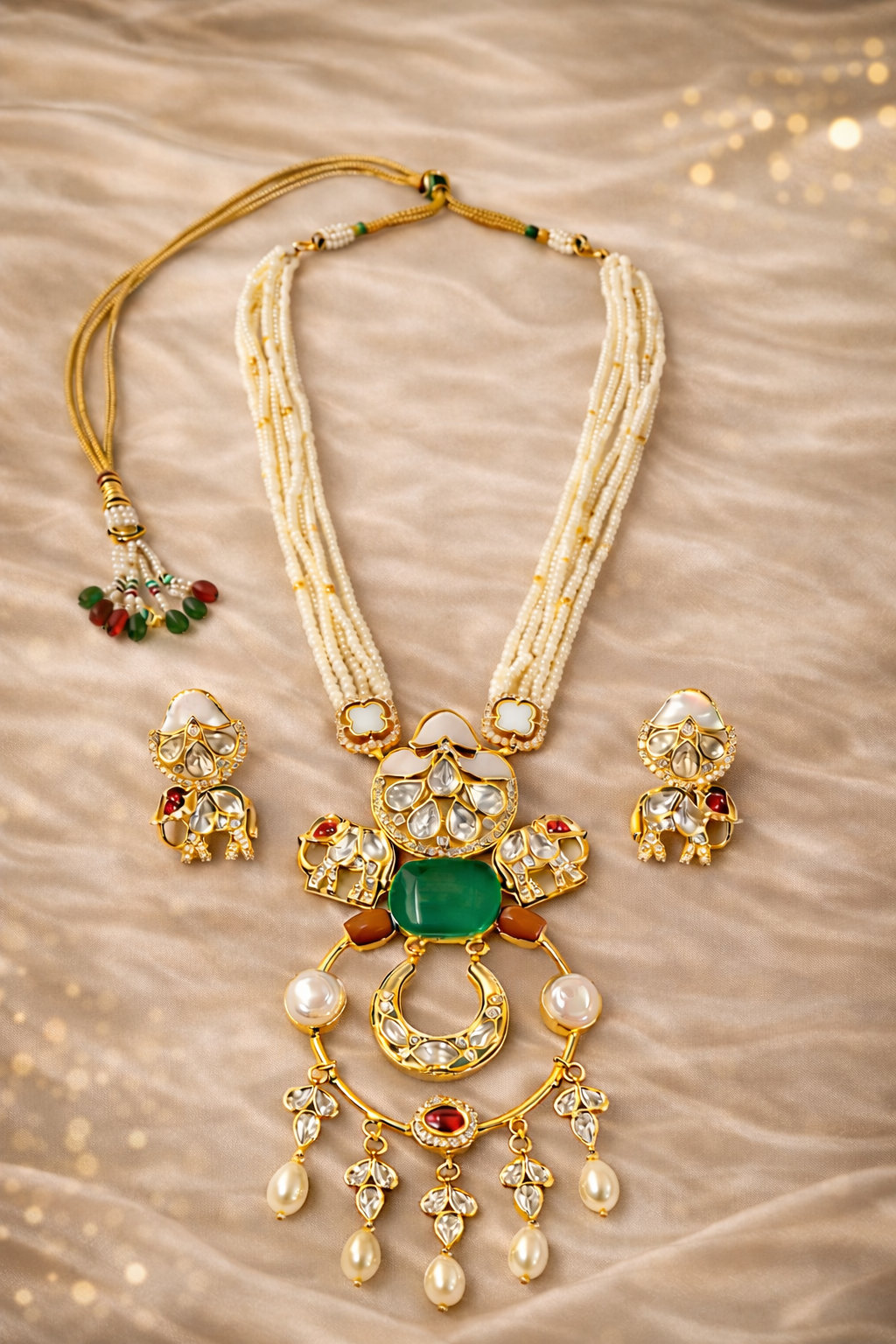 Gold Plated Kundan & Semi Cultured Pearl Choker Set