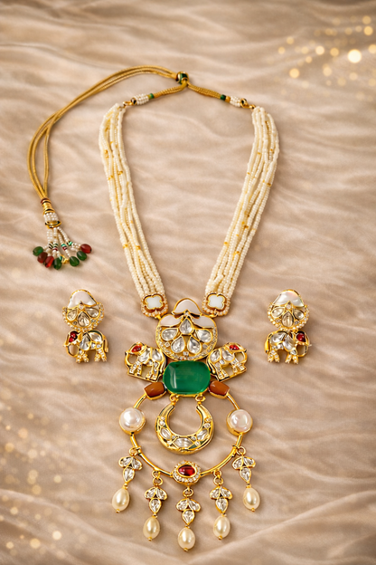 Gold Plated Kundan & Semi Cultured Pearl Choker Set