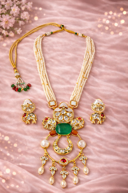 Gold Plated Kundan & Semi Cultured Pearl Choker Set