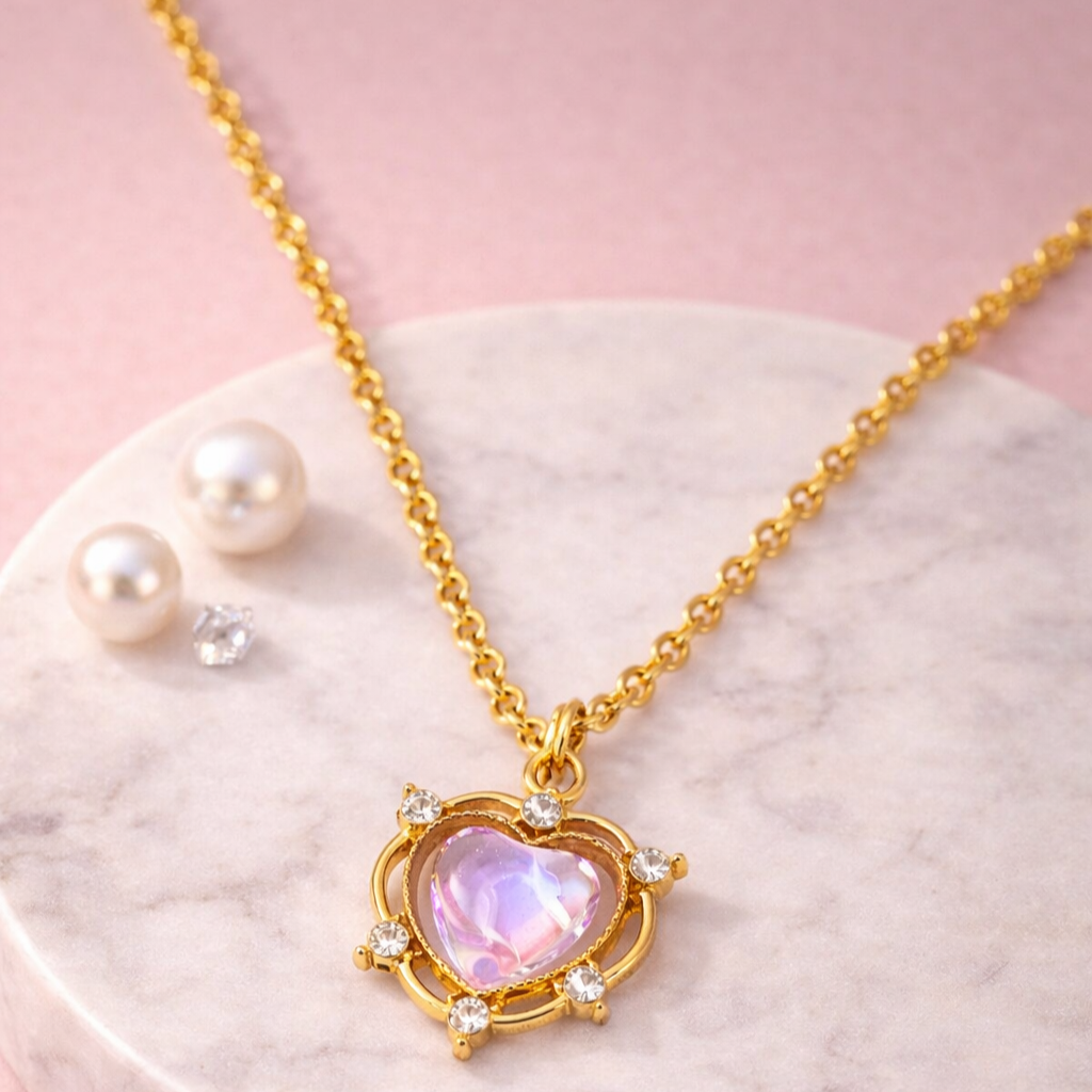 Luna Glow Stone Heart Shape Pendant Necklace