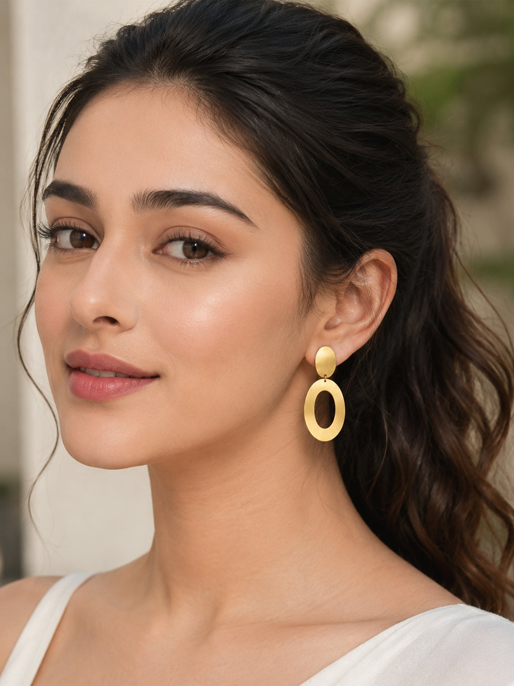 Gold Plated Double Oval Earrings
